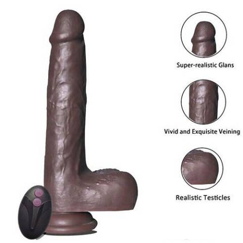 Dương vật giả châu Phi Bliss Toy rung thụt sưởi ấm da đen gân guốc dính tường